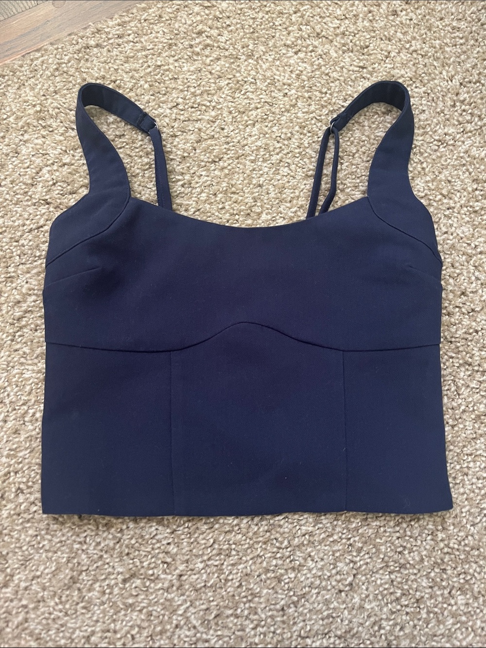 Abercrombie & Fitch Navy Smocked-Back Cropped Tank